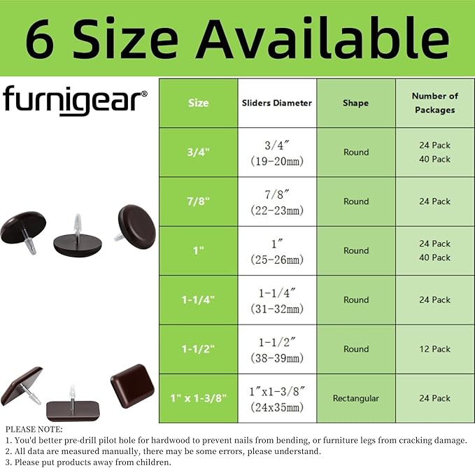 3/4“ Nail on Furniture Sliders - Image 3