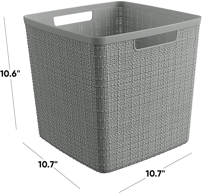 Curver Set of 4 Jute Large Cube Decorative Plastic Organization and Storage - Image 2
