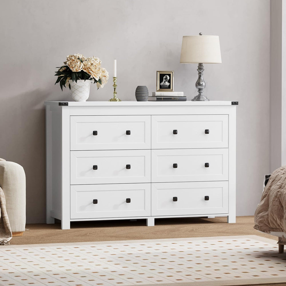 Wodeer 6 Drawer Dresser for Bedroom, White Modern Dressers & Chests of Dr...