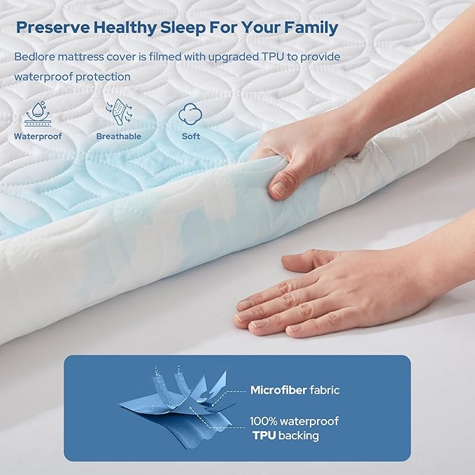 BEDLORE Waterproof Mattress Protector, King Size Noiseless Mattress Pad - Image 2
