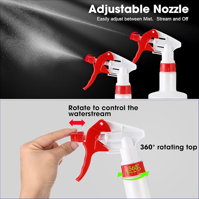 Eccliy 12 Pcs 16 Oz Plastic Spray Bottle, Adjustable Empty Reusable Sprayer - Image 6