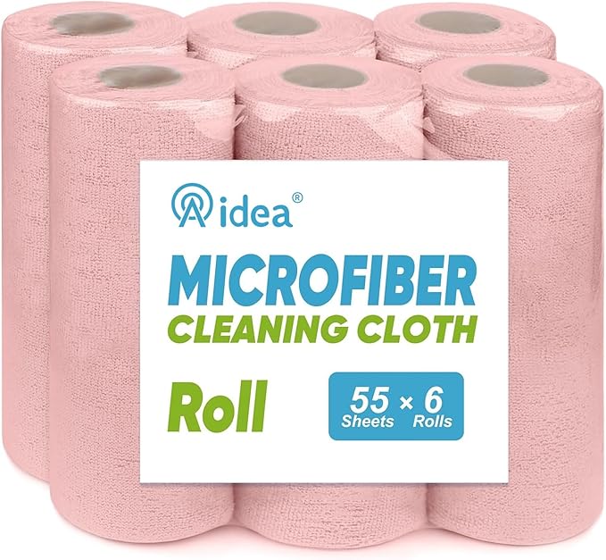 AIDEA Microfiber Cleaning Cloth 330 Sheets 6 Roll, Microfiber Towels by AIDEAHOME