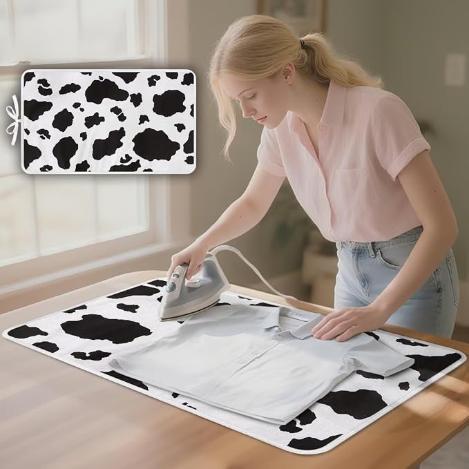 Cow Print Ironing Mat Portable Ironing Pad, Table Top, Countertop, Heat - Image 3