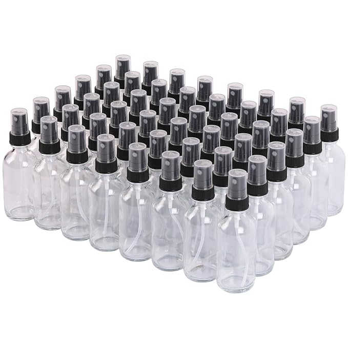 Clear Glass Small Spray Bottles 2 oz 48 Packs, Fine Mist Sprayer Pretty Finish by QUALITYGLASSBOTTLECREATOR