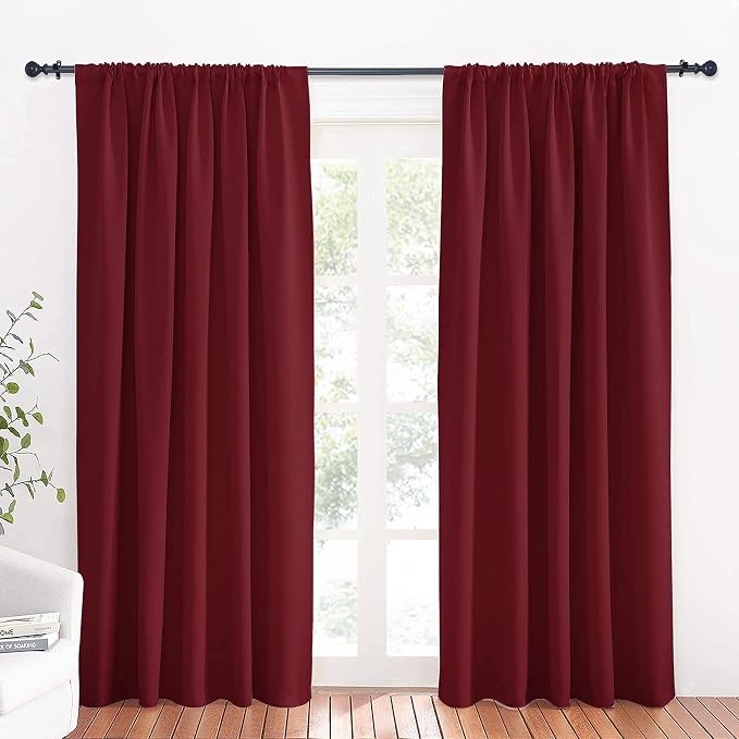 RYB HOME Large Curtains for Living Room 84 inches Length, W 70 x L 84, Burgundy by RYBHOME