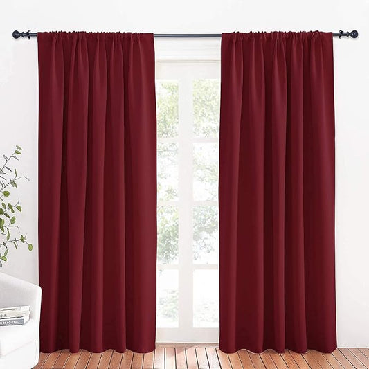 RYB HOME Large Curtains for Living Room 84 inches Length, W 70 x L 84, Burgundy by RYBHOME
