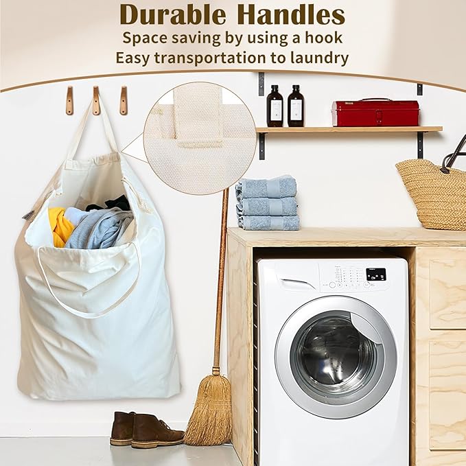 Canvas Laundry Bag 33"x 35", Thick Cotton Laundry Bag - Image 4