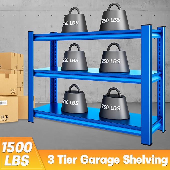 40" W Garage Shelving Heavy Duty，1500LBS Loads Adjustable Garage Storage Shelves - Image 4