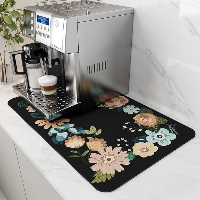 AMOAMI Coffee Mat Hide Stain Rubber Backed Absorbent Dish Drying Mat by AMOAMI