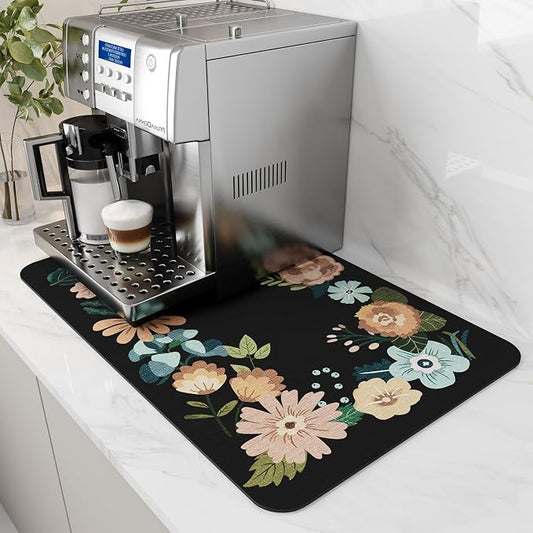 AMOAMI Coffee Mat Hide Stain Rubber Backed Absorbent Dish Drying Mat by AMOAMI