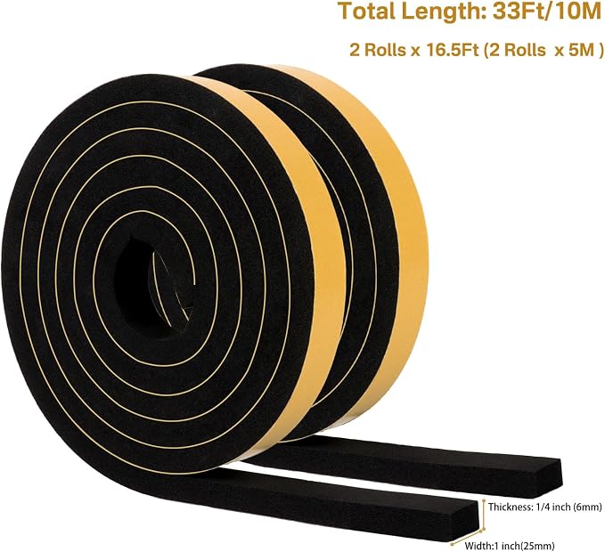 High Density Weather Stripping 3/4 in x 3/8 in, Weatherproof Foam Insulation - Image 6