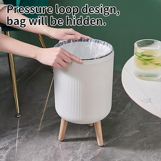 Trash Can With Lid for Bathroom, 2 Gallon/10 Liter Round Garbage Bin With Press - Image 4
