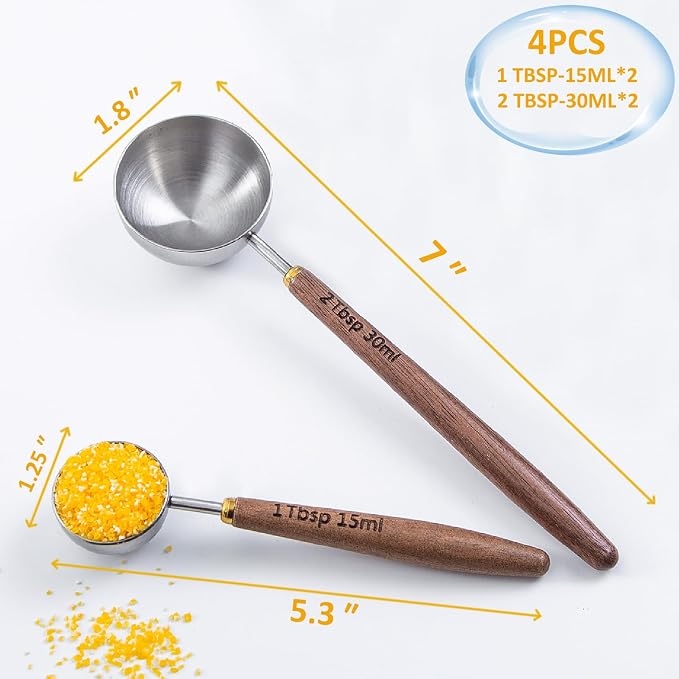 Wooden Scoops for Tea 2PCS Long Handle Coffee Scoop for Sugar Wood and - Image 3