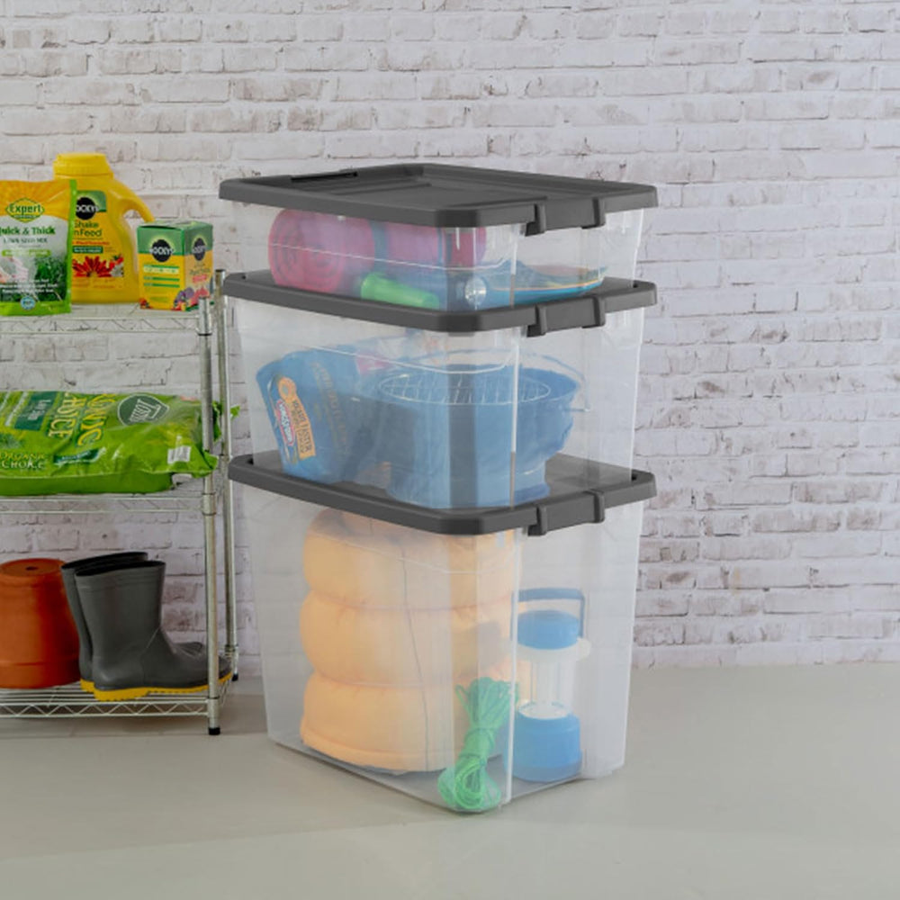 Sterilite 6-Pack Modular Stacker Box, Durable Clear Plastic Storage Bins with...
