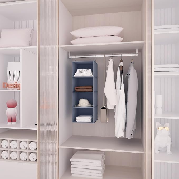 Hanging Closet Organizer, Easy Mount Foldable 4-Shelf Hanging Closet Wardrobe - Image 9