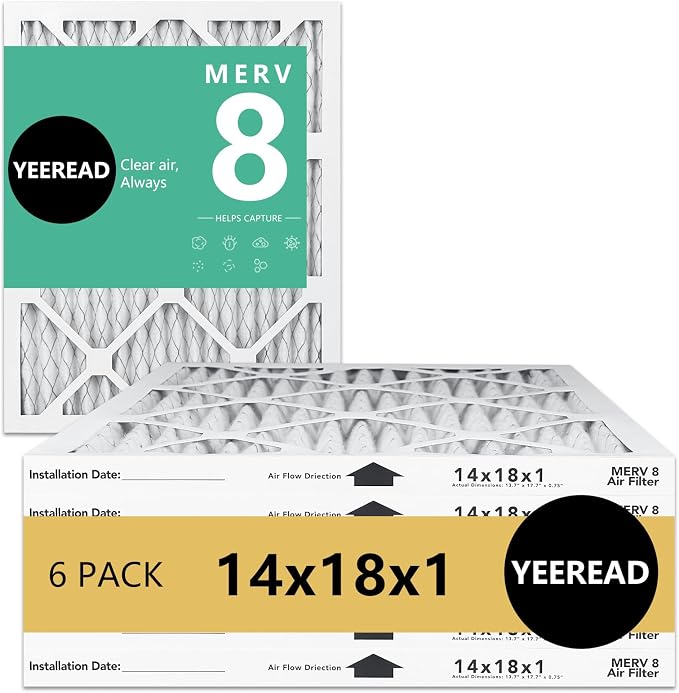 14x18x1 MERV 8 Air Filters 6-Pack – 13.7" x 17.7" x 0.75" – HVAC, AC & Furnace by Unknown