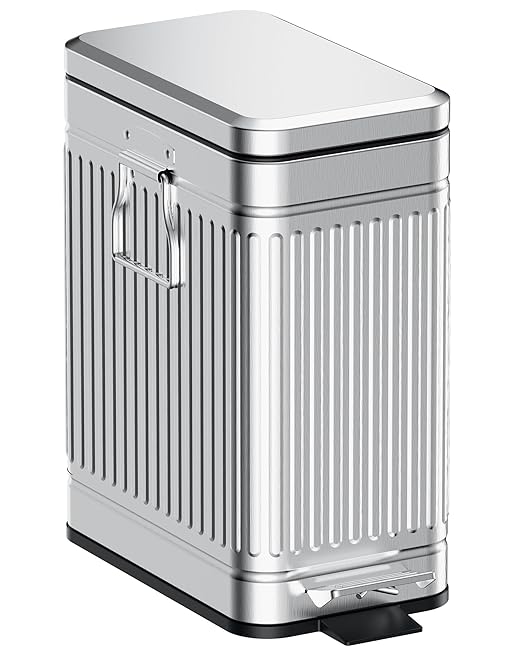 Small Trash Can with Lid Soft Close-10L/2.6 Gal Stainless Steel Outdoor Dog by GibHerz