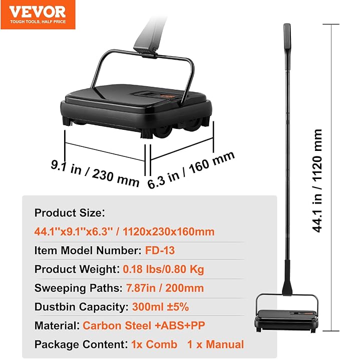 VEVOR Carpet Sweeper Manual, Floor Sweeper - Image 7