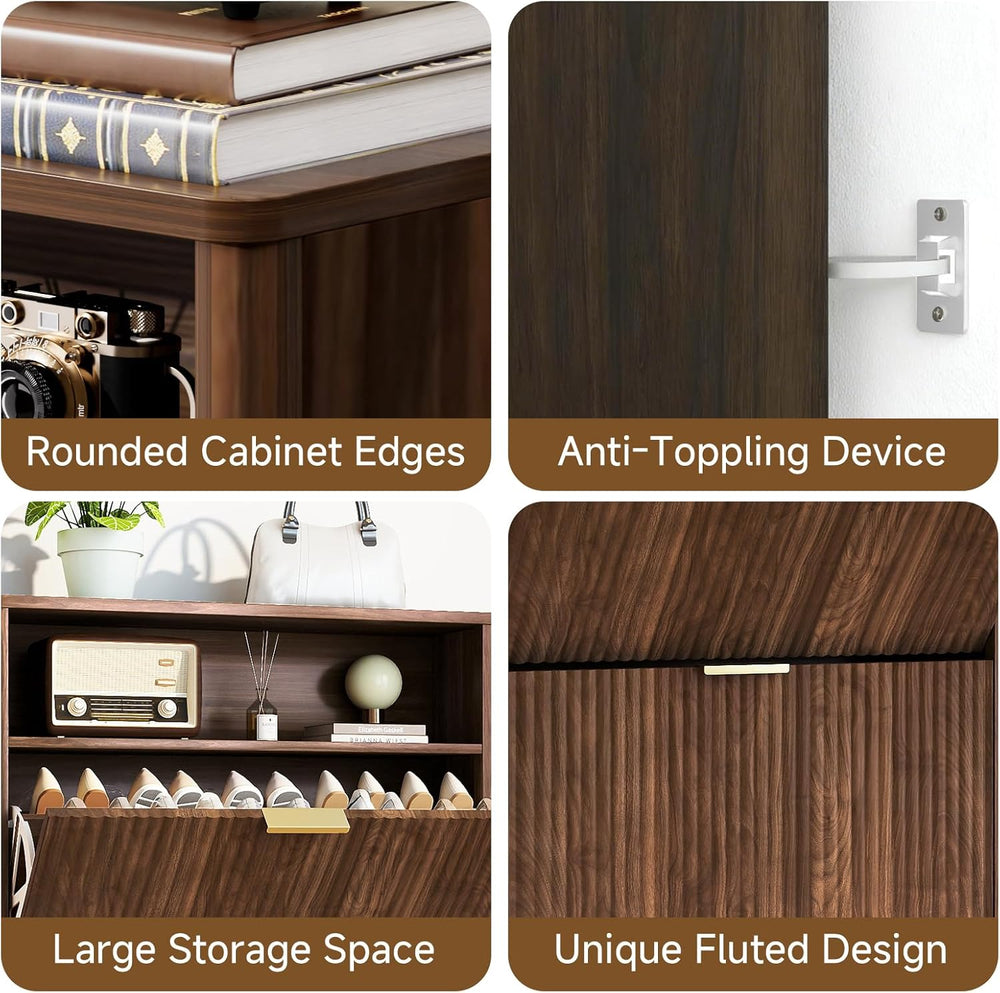 Rovibek Shoe Cabinet Storage for Entryway, Narrow Shoe Rack with 3 Flip Drawe...