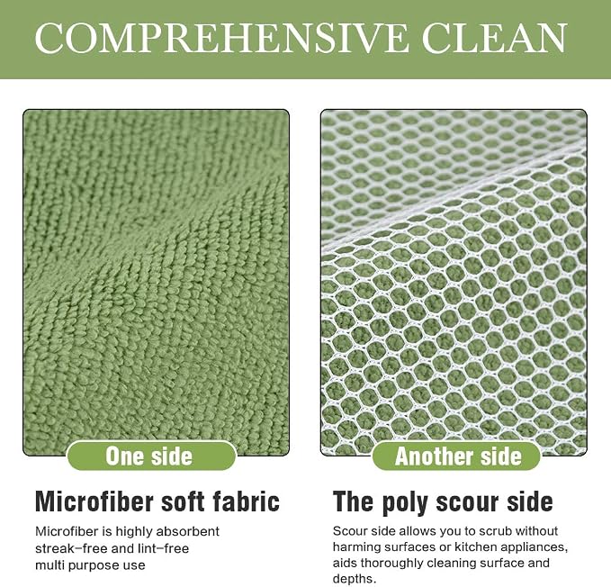 SINLAND 5 Color Assorted Microfiber Dish Cloth Best Kitchen Cloths Cleaning - Image 3