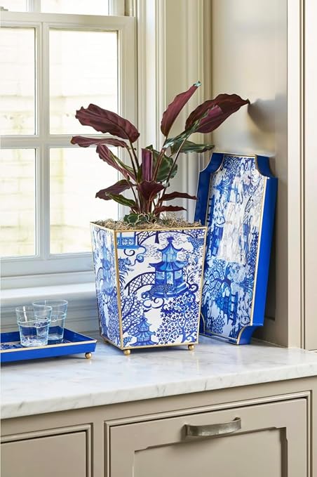Jaye’s Studio Garden Party Decorative Gold Waste Basket - Image 2