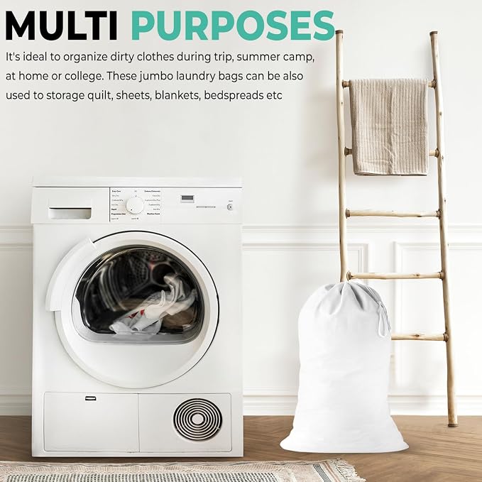 2 Pack - Extra Large Cotton Laundry Bag, Heavy Duty Large Laundry Bags 24 x 36 - Image 6