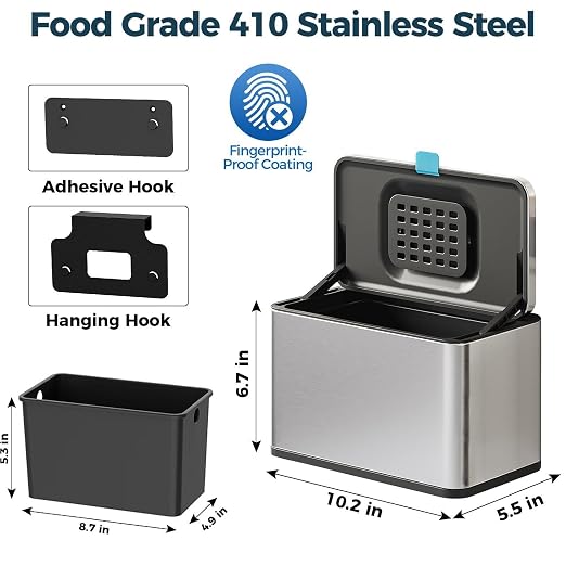Stainless Steel Hanging Trash Can - Image 6