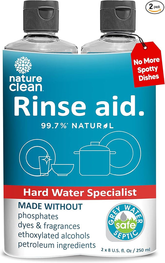Nature Clean Natural Dishwasher Rinse Aid Liquid, Plant-Based Dishwasher Drying by NatureClean