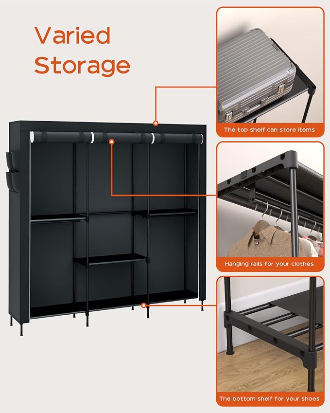 Portable Closet, 81.5 Inch Extra Large Capacity Wardrobe Closet - Image 6