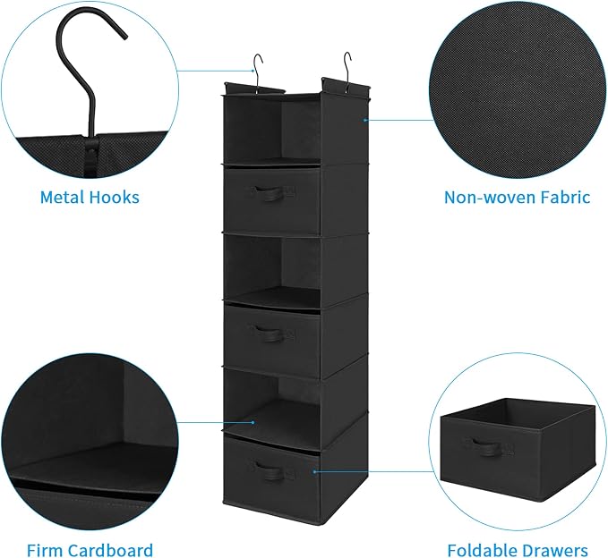 MAX Houser 6 Tier Shelf Hanging Closet Organizer, Closet Hanging Shelf - Image 4