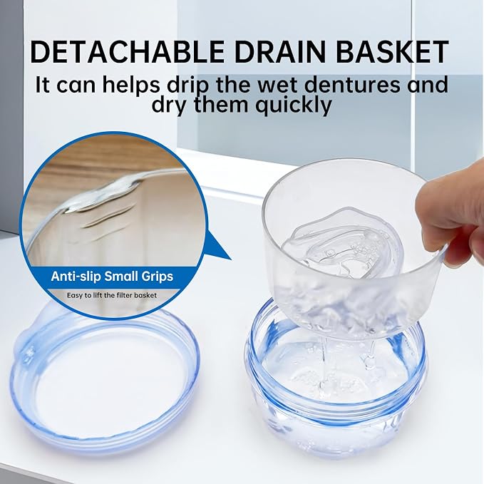 No Leak Partial Denture Case Retainer Bath Box Cup, Denture Soaking Cup False - Image 7
