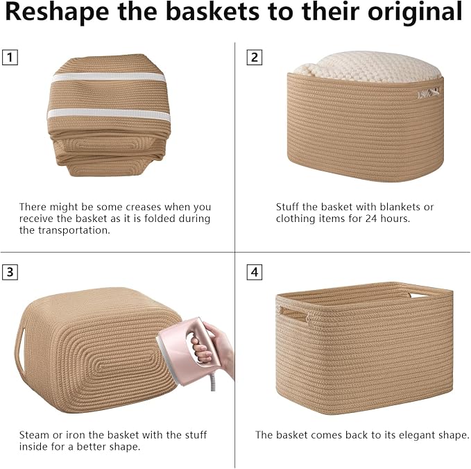 OIAHOMY 4 Pack Storage Baskets for Organizing, Cube Storage Bins for Shelves - Image 7