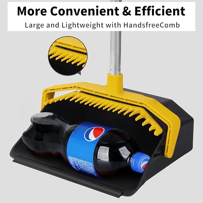 Broom with Dustpan Combo Set, Brooms and Dustpans Sets with 51'' Long Handle - Image 3