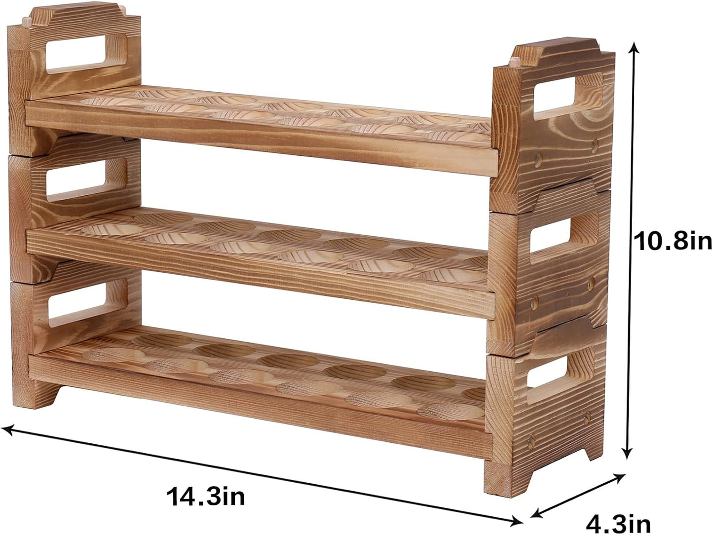 Wooden Egg Holder Countertop, Stackable Egg Organizer, 3-Tier 36 Eggs | Solid natural wood egg holder, farmhouse style. 3-tier stackable saves space. Countertop & fridge use. No chemical coating.