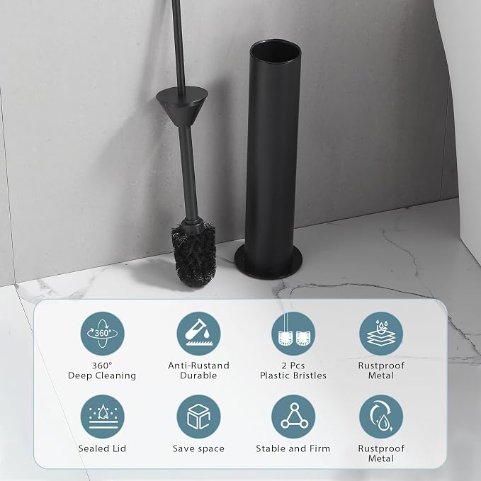BGL Toilet Brush and Holder Set, Heavy Duty 304 Stainless Steel, Round Base and - Image 6