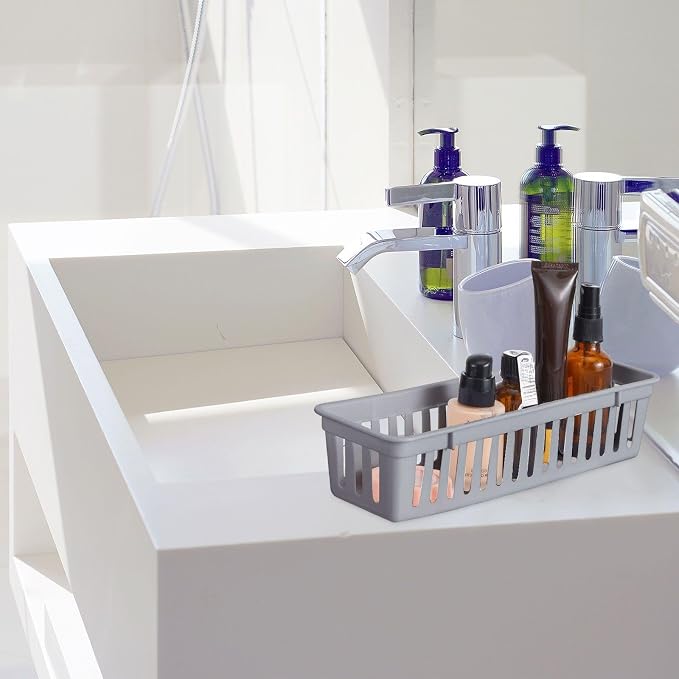 Domensi 12 Pack Slim Plastic Storage Baskets Tray - Image 6