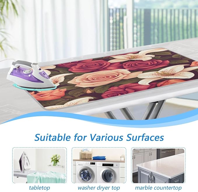 Roses and Lily Flowers Ironing Mat Thickened Ironing Blanket Travel Portable - Image 5