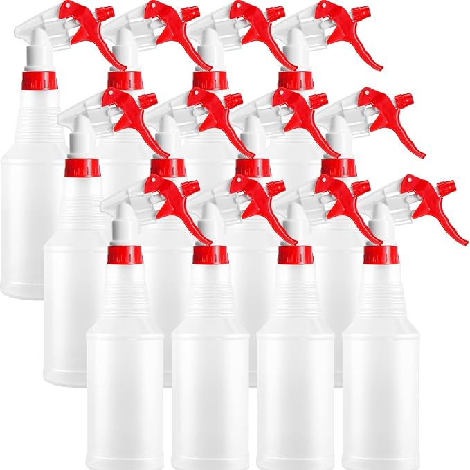 Eccliy 12 Pcs 16 Oz Plastic Spray Bottle, Adjustable Empty Reusable Sprayer by Eccliy