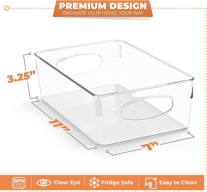 Sorbus Large Clear Plastic Storage Bins, 10 Pack Clear Organizer Bins