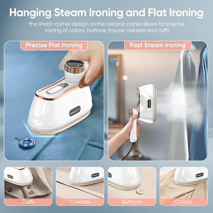 Steamer for Clothes & Iron 2in1, 1200W Travel Steam Iron, 5 Modes LCD, 180ml - Image 4