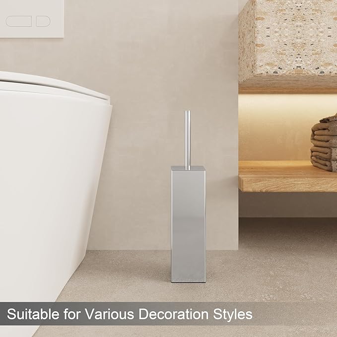 Chrome Square Stainless Steel Toilet Brush - Image 5