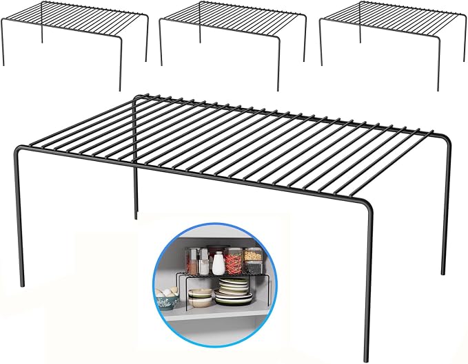 LargeBlack Cabinet Storage Shelf Rack Set of 4, Rustproof Metal Wire Kitchen by DPZM