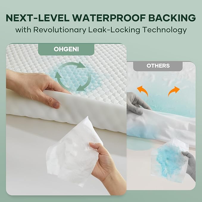 OhGeni 100% Waterproof Mattress Protector, Queen Size Mattress Pad, Fits 6"-20" - Image 3