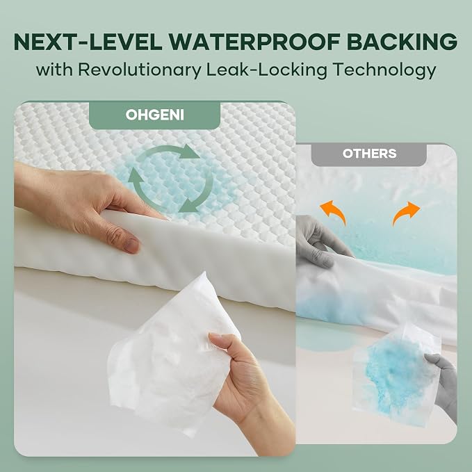 OhGeni 100% Waterproof Twin-2 Pack Mattress Protector, Fitted Sheet - Image 8