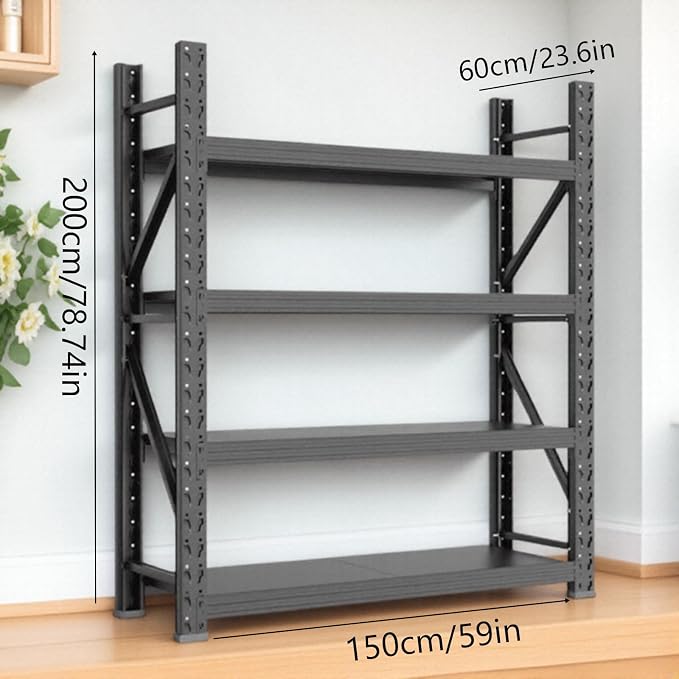 Storage Shelves Heavy Duty, Metal Garage Shelving Units, 4 Tier Storage Rack - Image 2