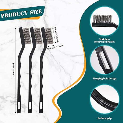 40 Pcs Mini Wire Brush Stainless Steel Brush Set, Curved Handle Masonry Brush - Image 2