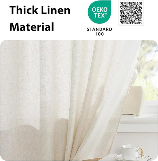 NICETOWN Linen Curtain for French Doors, Privacy Kitchen Window Coverings - Image 2