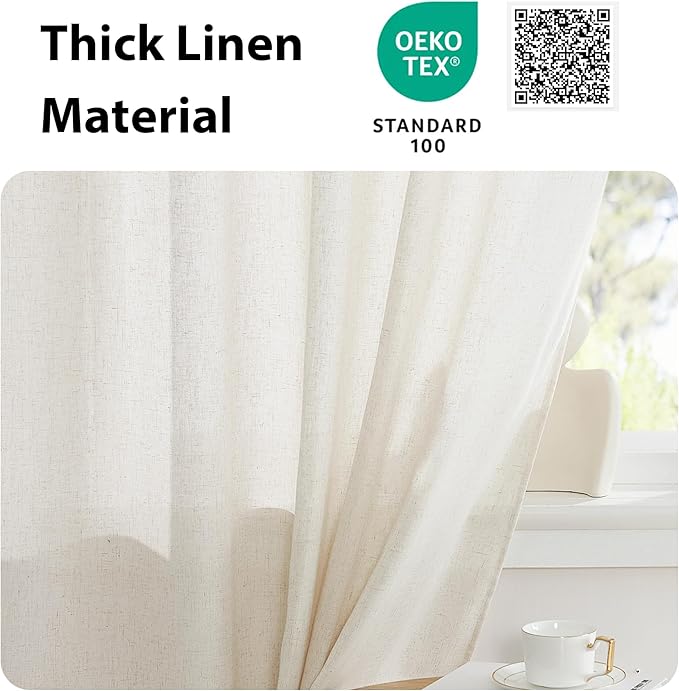 NICETOWN Thick Linen Textured Curtain Farmhouse French Door Shade Solid Room - Image 5