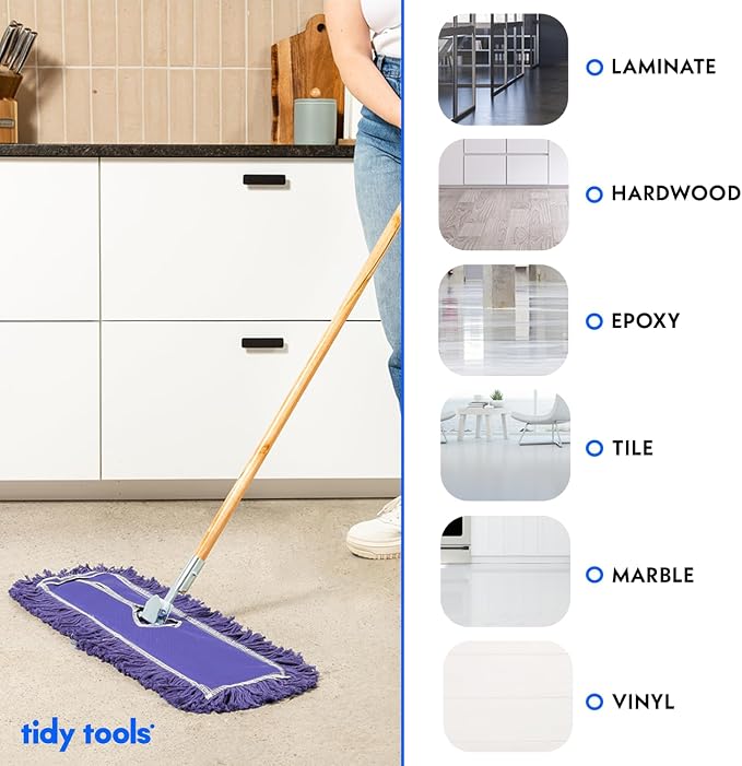 36 Inch Purple Commercial Dust Mop & Floor Sweeper – Wood Handle Floor Mop - Image 6