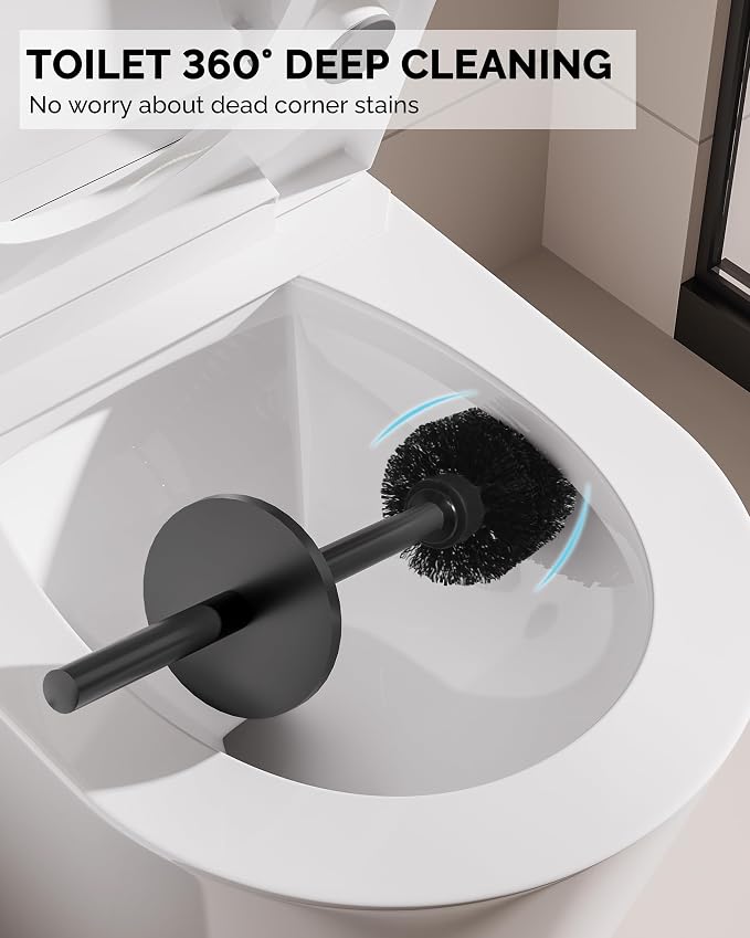 Toilet Brush and Holder Set, Stainless Steel Toilet Bowl Brush - Image 2
